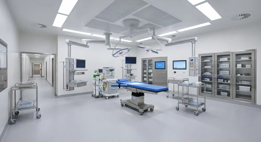 seamless chemical-resistant flooring in modern operating room
