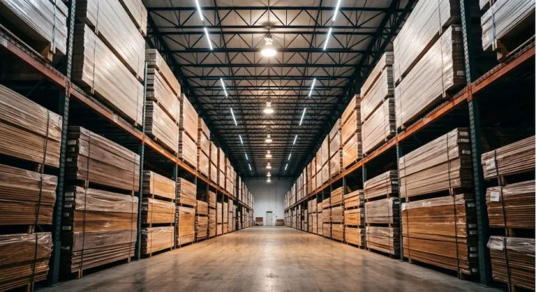 laminate flooring warehouse storage — large scale supply chain and distribution