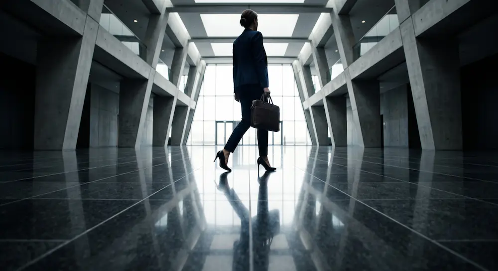 architect specifying ESG flooring requirements in modern commercial building